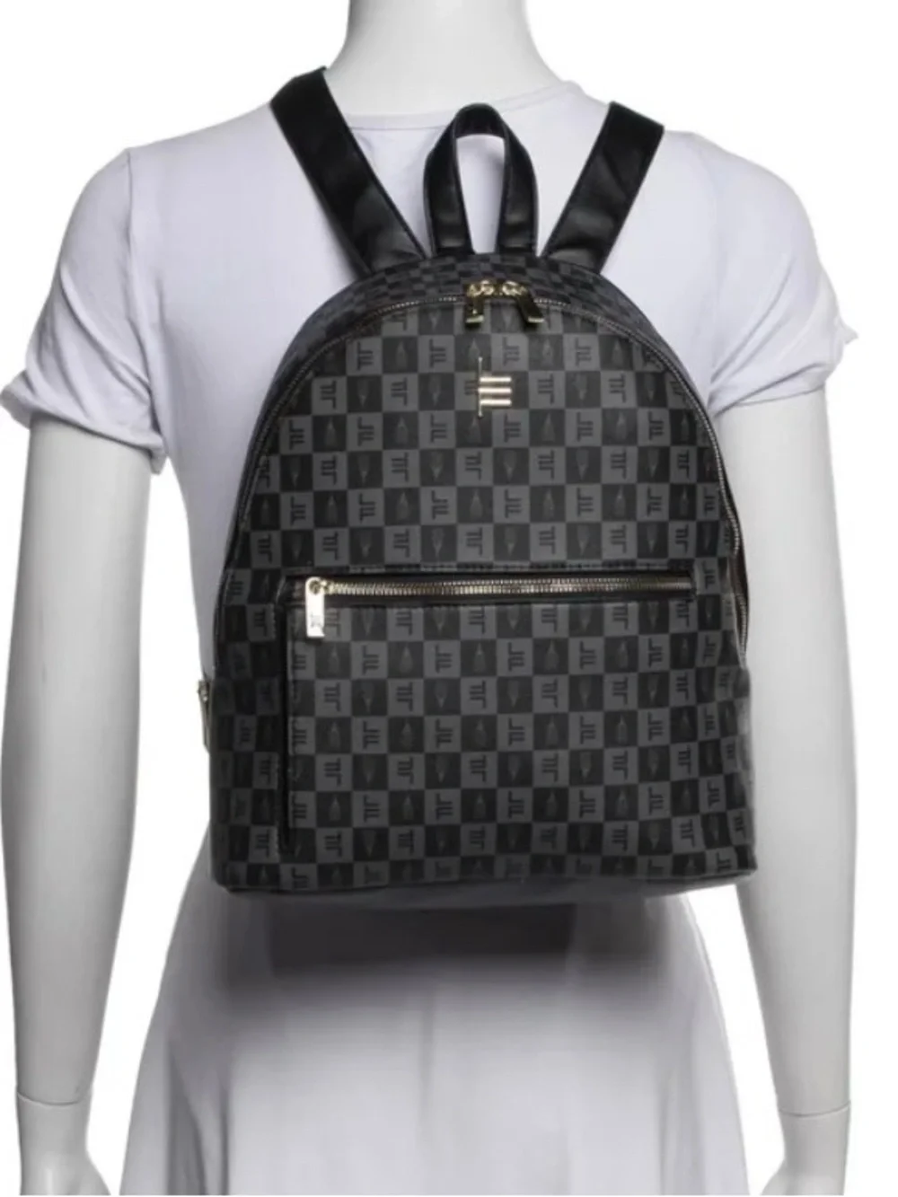London Fog Women's Raven Tower Signature Print Backpack in Black
